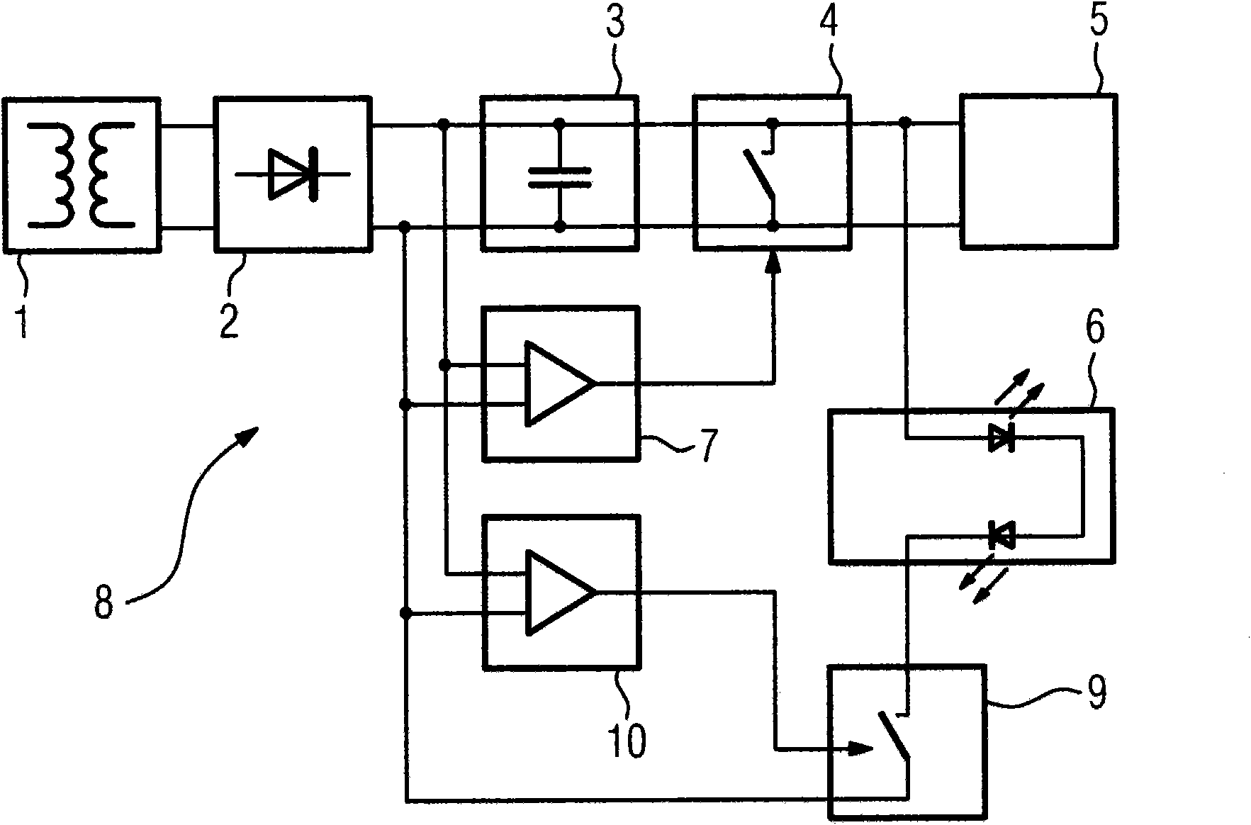 Control of the display background illumination in a power switch