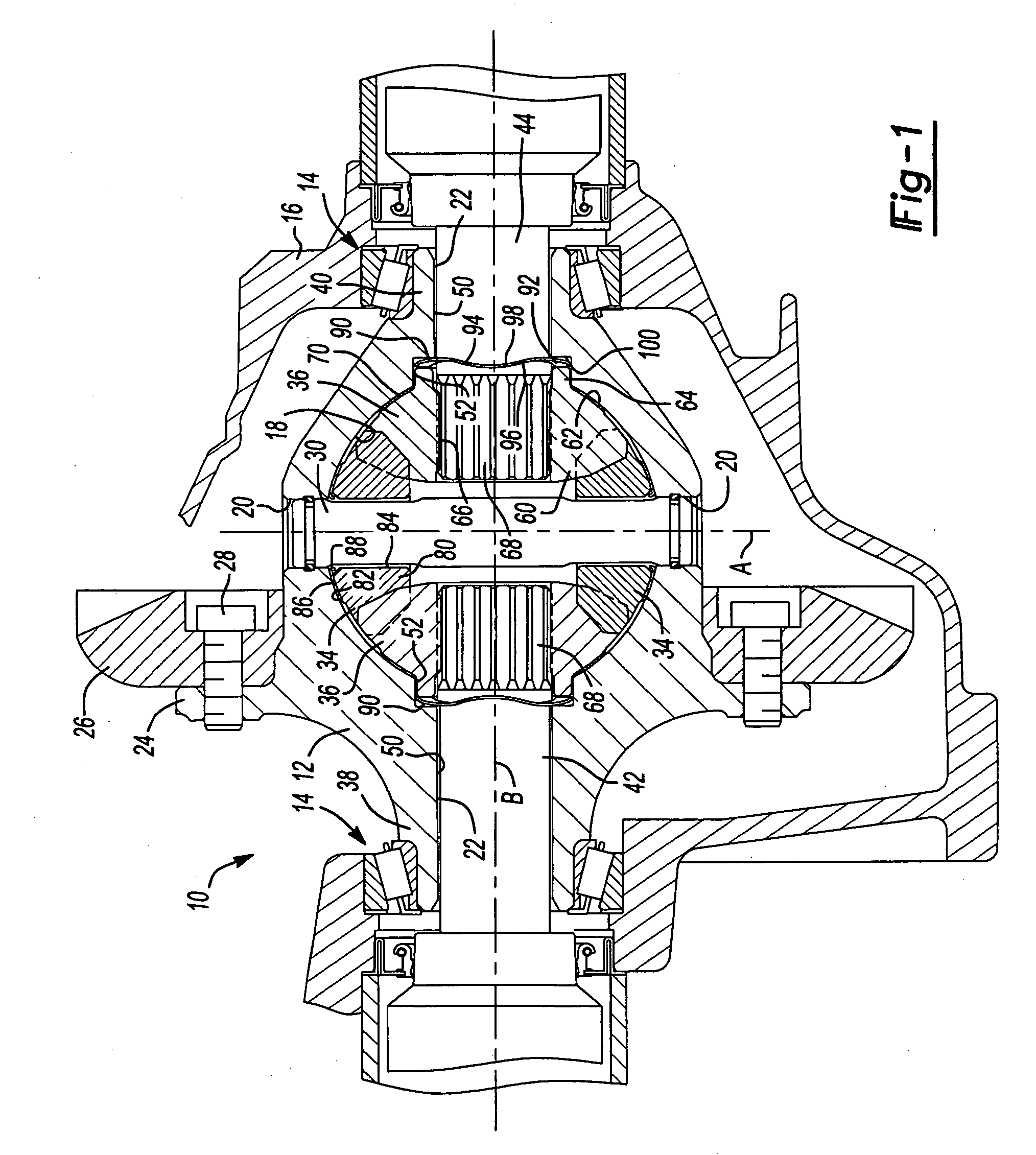 "Zero" lash spherical differential assembly using spring washers