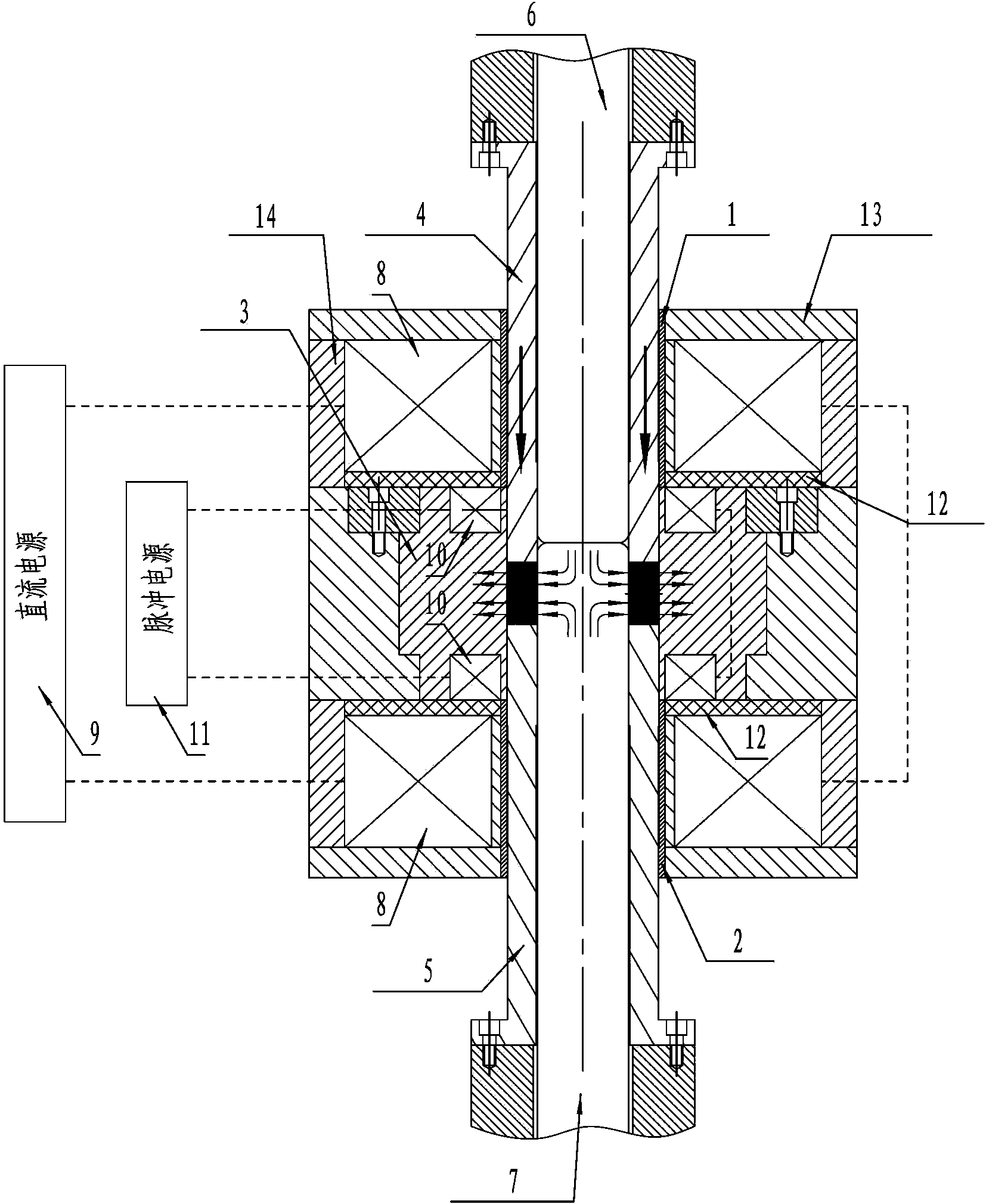 Anisotropism sintering rare earth permanent magnetic material radial orientation device and orientation method thereof