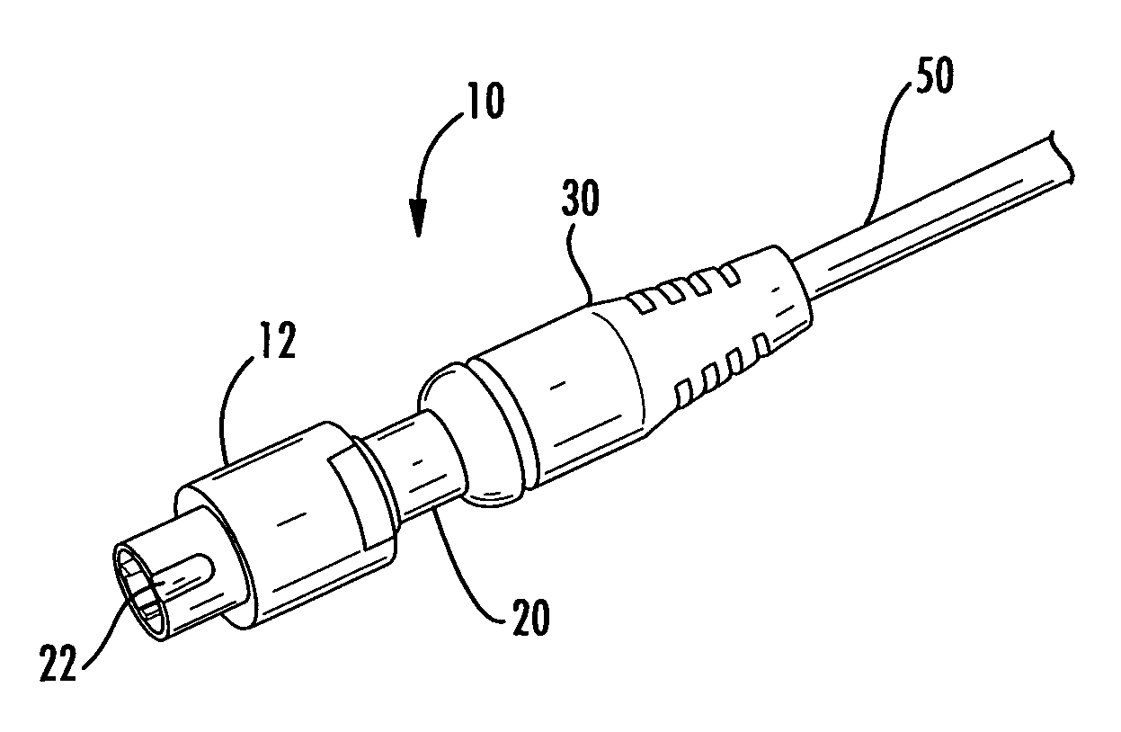 Fiber optic plug assembly with boot and crimp band