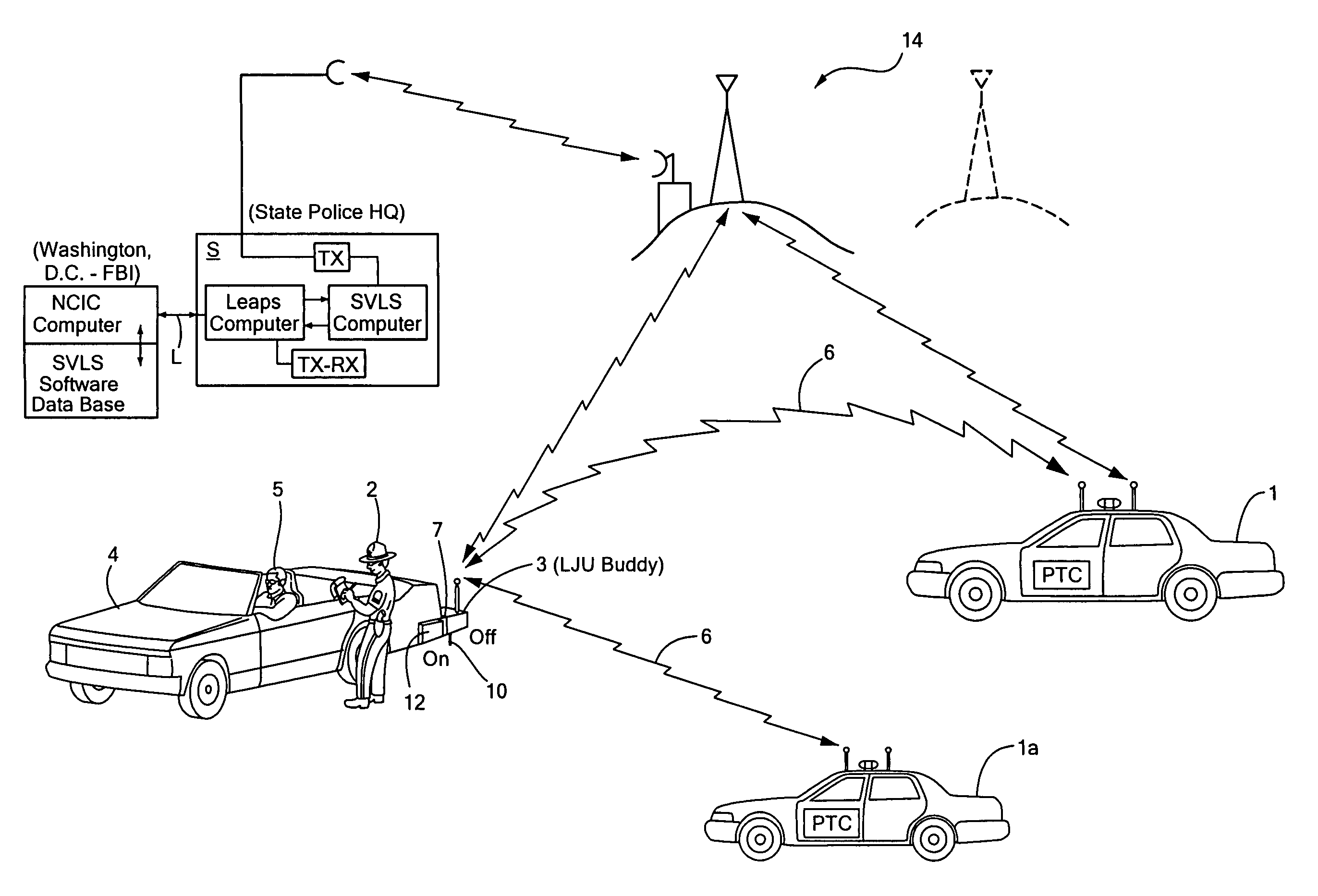 Method of and apparatus for vehicle inspection and the like with security for the inspector and facility for radio tracking of a vehicle attempting escape from the inspector