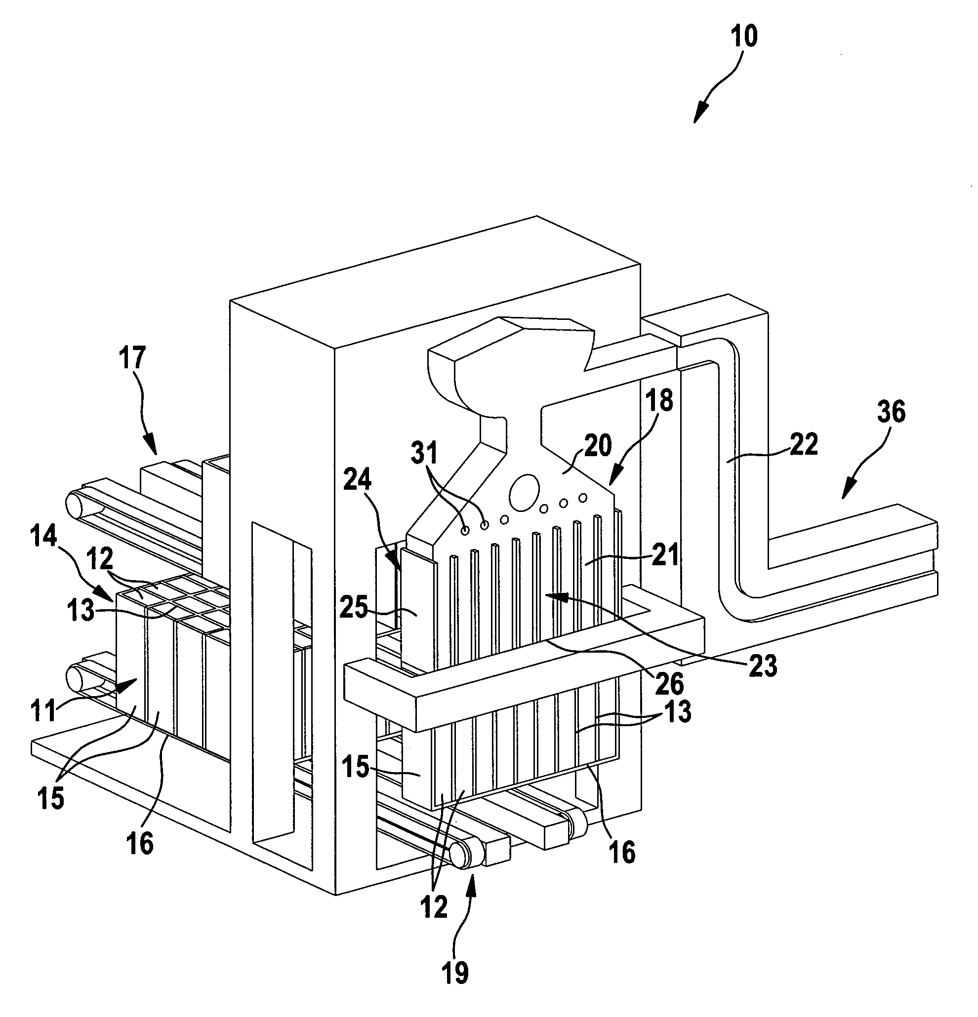 Apparatus and method for filling containers with rod-shaped products