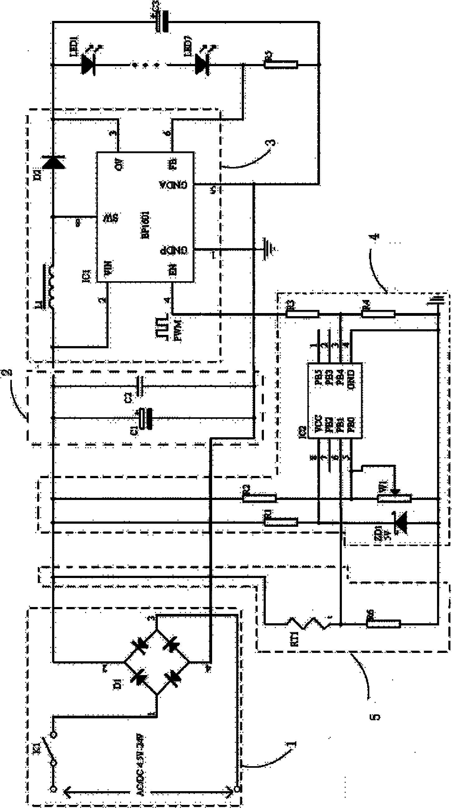 LED (Light Emitting Diode) constant-current dimming drive circuit device