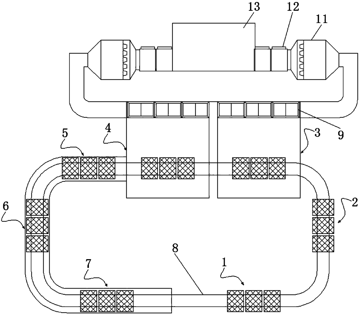 A production line sand return system