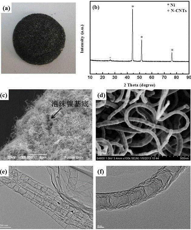 Self-supporting nitrogen-doped carbon nanotube lithium air cell cathode and preparation method thereof