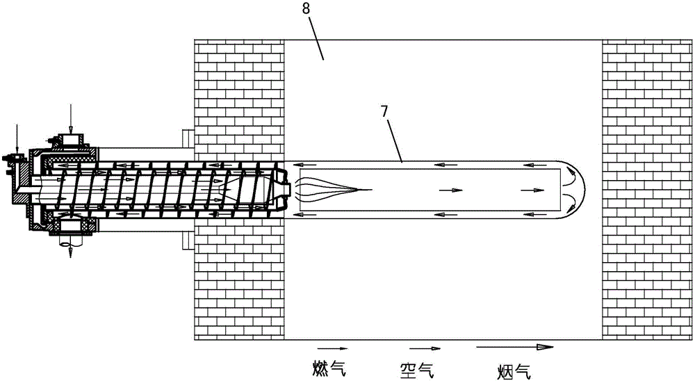 Self-pre-heating type nozzle for efficient helical fin