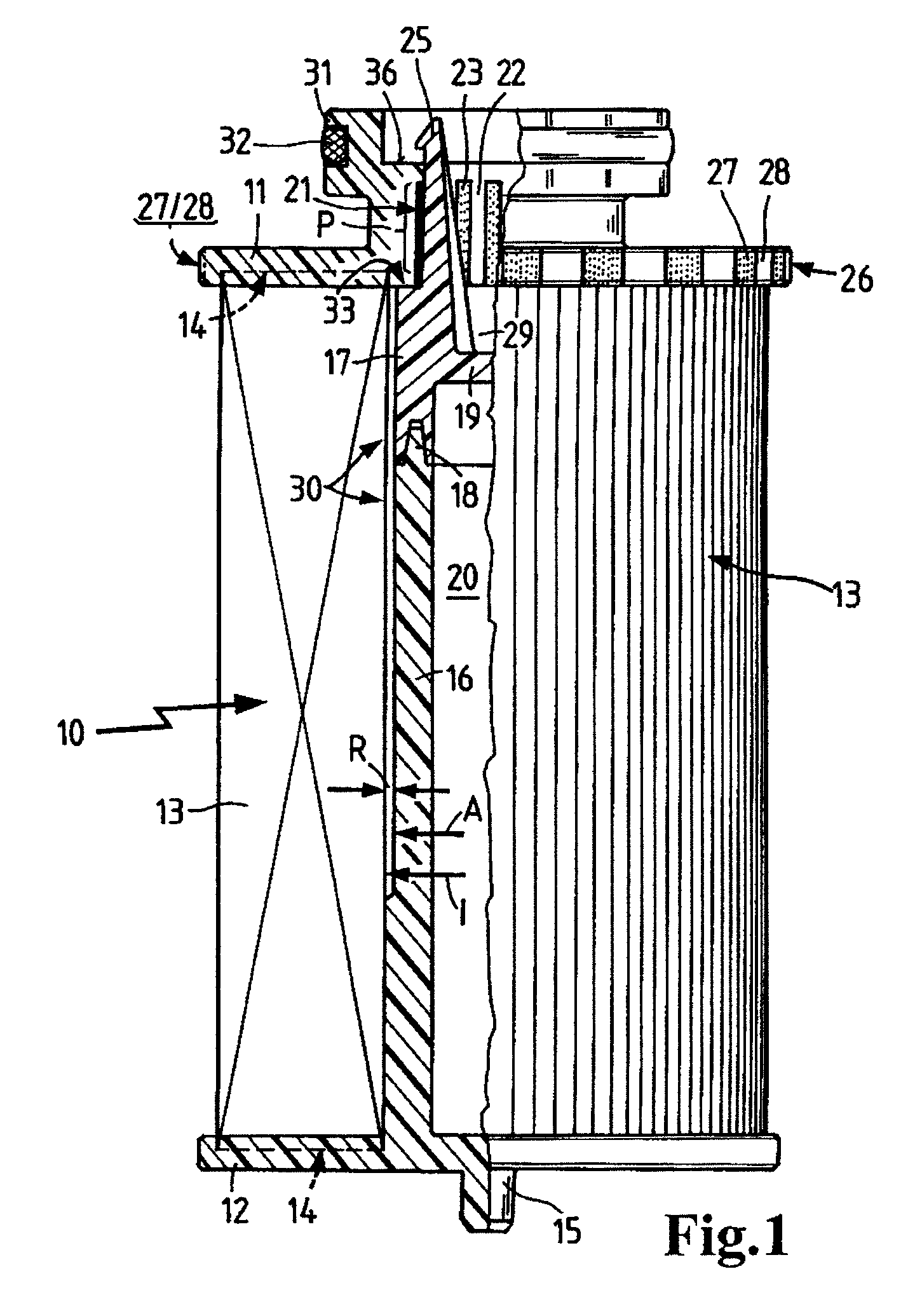 Filter element and liquid filter for freeze-endangered liquids and method for producing such a filter element