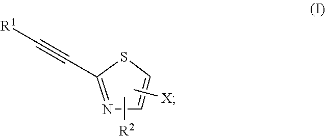 2-substituted-ethynylthiazole derivatives and uses of same
