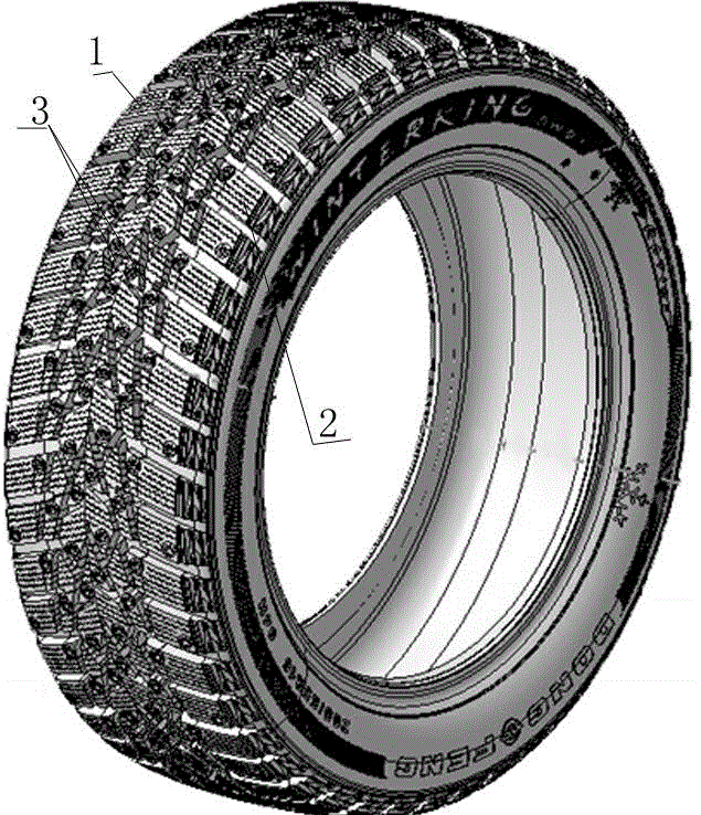Nail-embedded snow tire