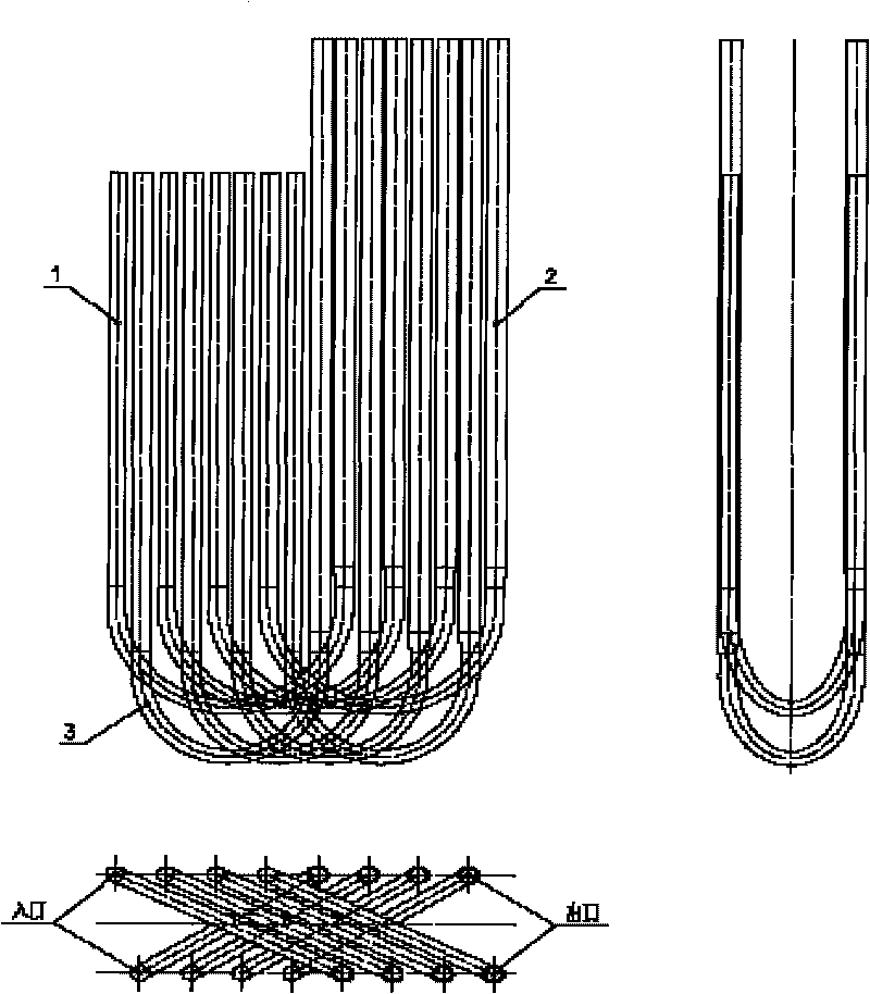 Cracking furnace with double-row arranged radiant section furnace tubes