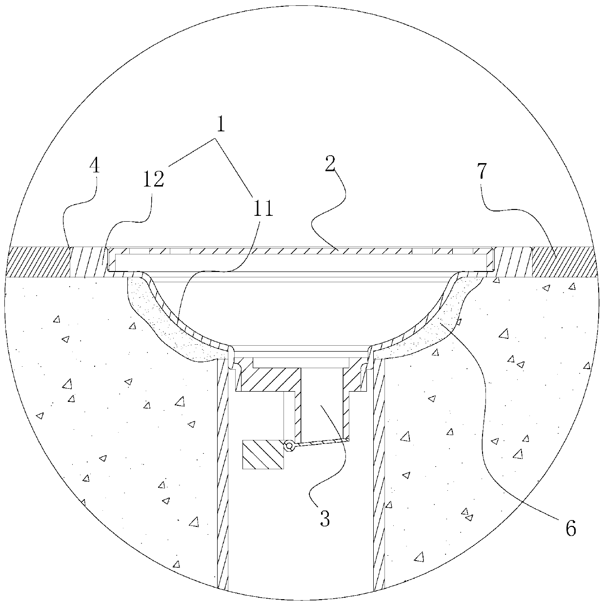Floor drain and mounting structure and production process thereof