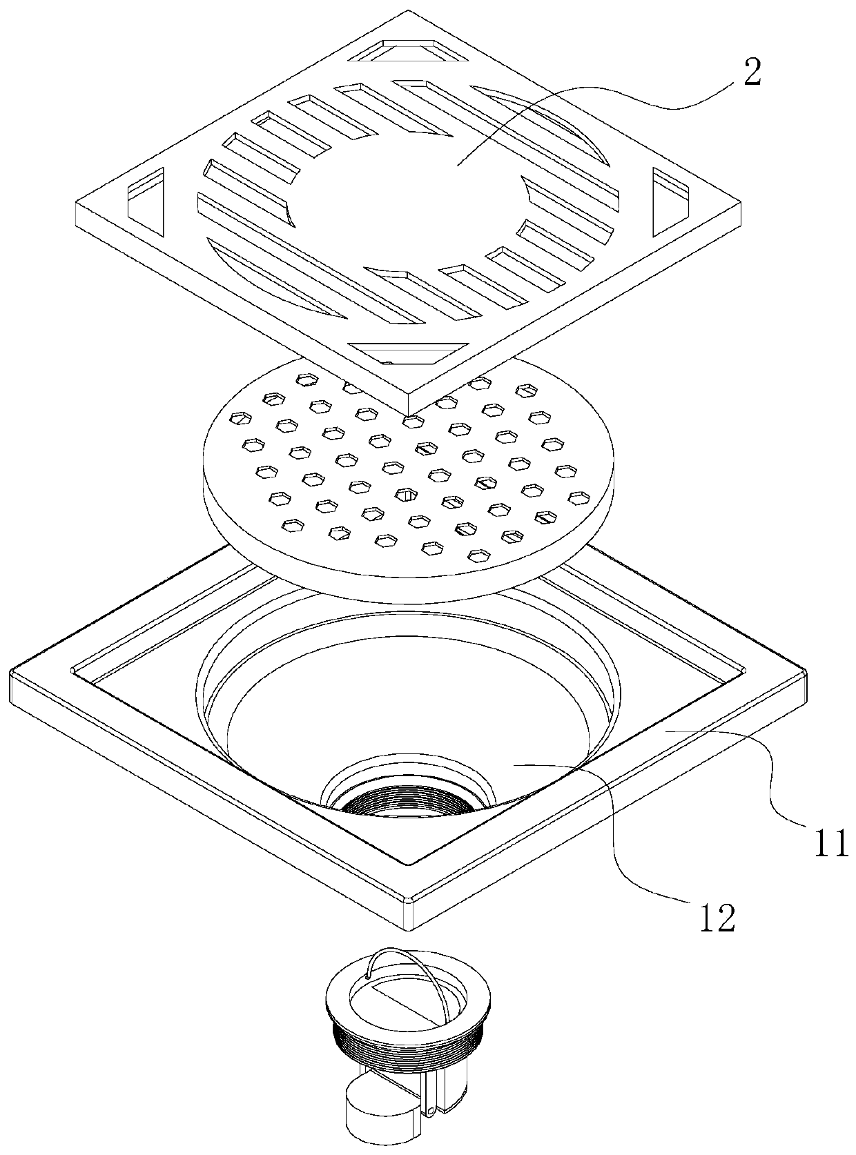 Floor drain and mounting structure and production process thereof