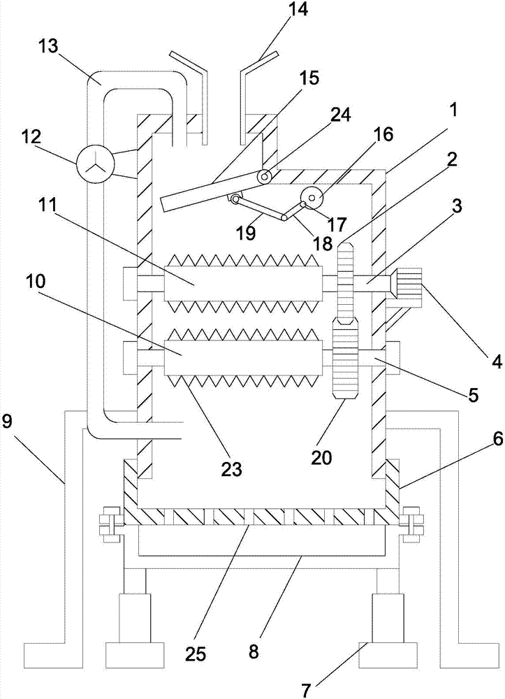 Smashing device for grain processing