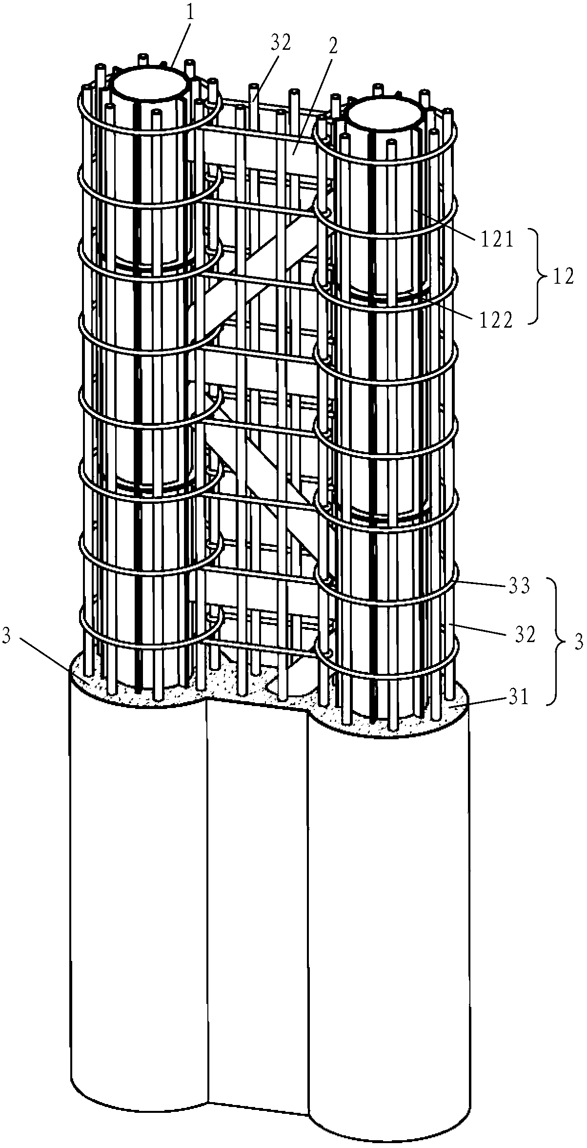 Reinforced concrete pipe lattice column