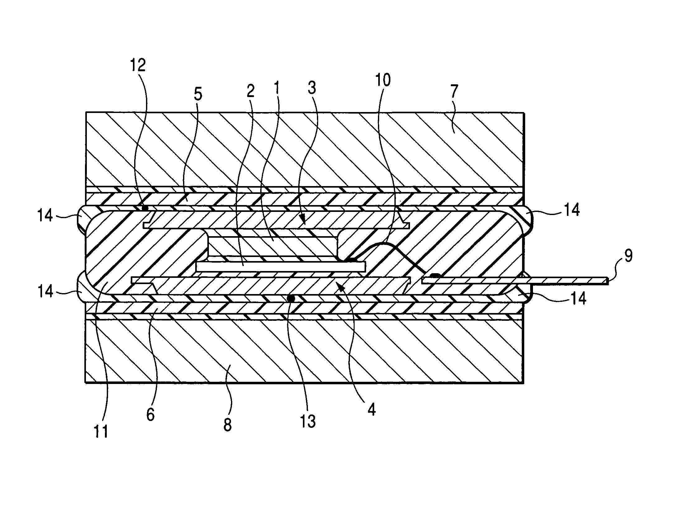 Semiconductor module mounting structure, a cardlike semiconductor module, and heat receiving members bonded to the cardlike semiconductor module