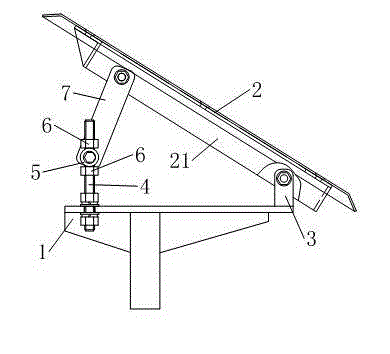 Bag turnover plate inclining angle adjusting device