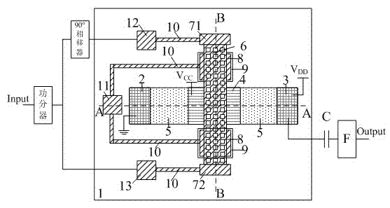 Frequency detector based on micro-mechanical gallium arsenide-based clamped beam and detection method