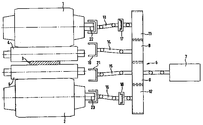 Combined drive for flur-or six-high rolling mill and operating method for the same