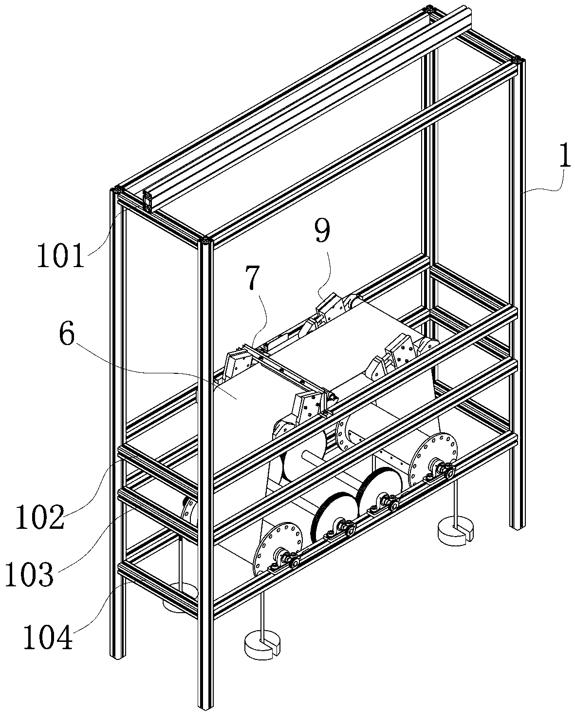 Crack-relief layer sheet positioning pressure-bonding and winding take-up and unwinding device of the coating machine