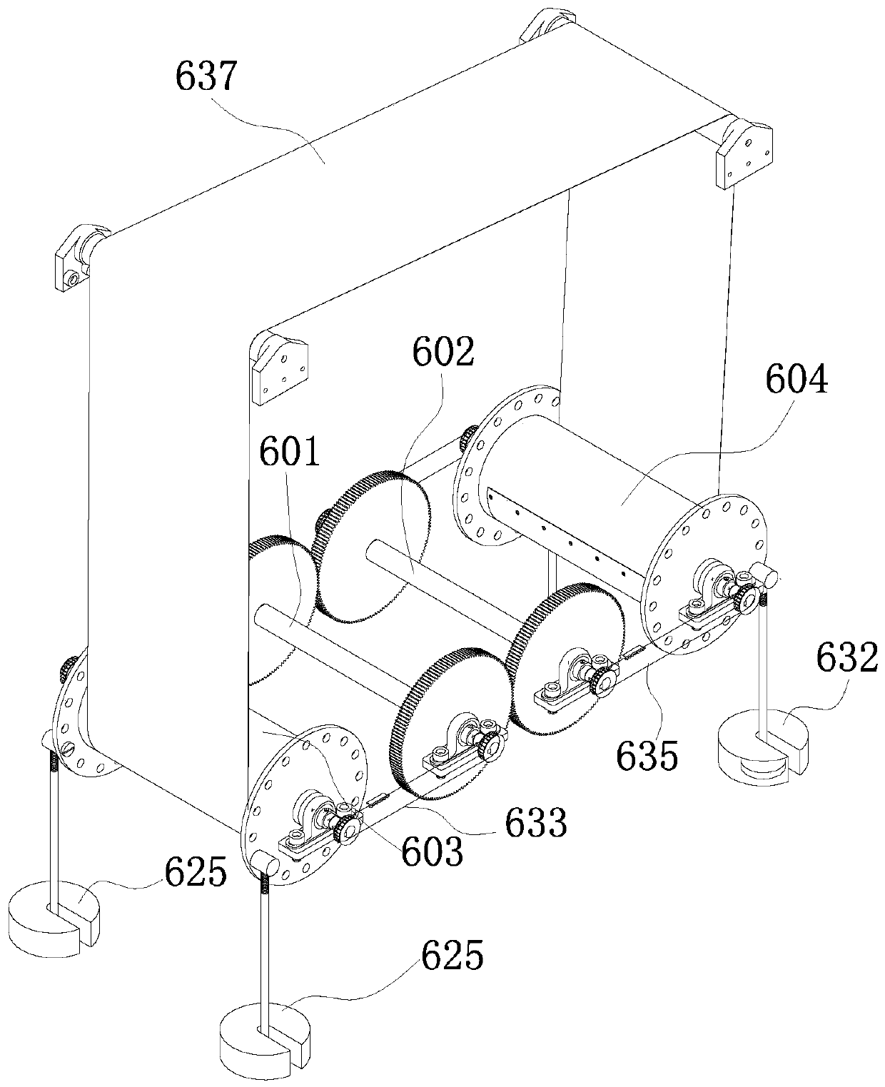 Crack-relief layer sheet positioning pressure-bonding and winding take-up and unwinding device of the coating machine