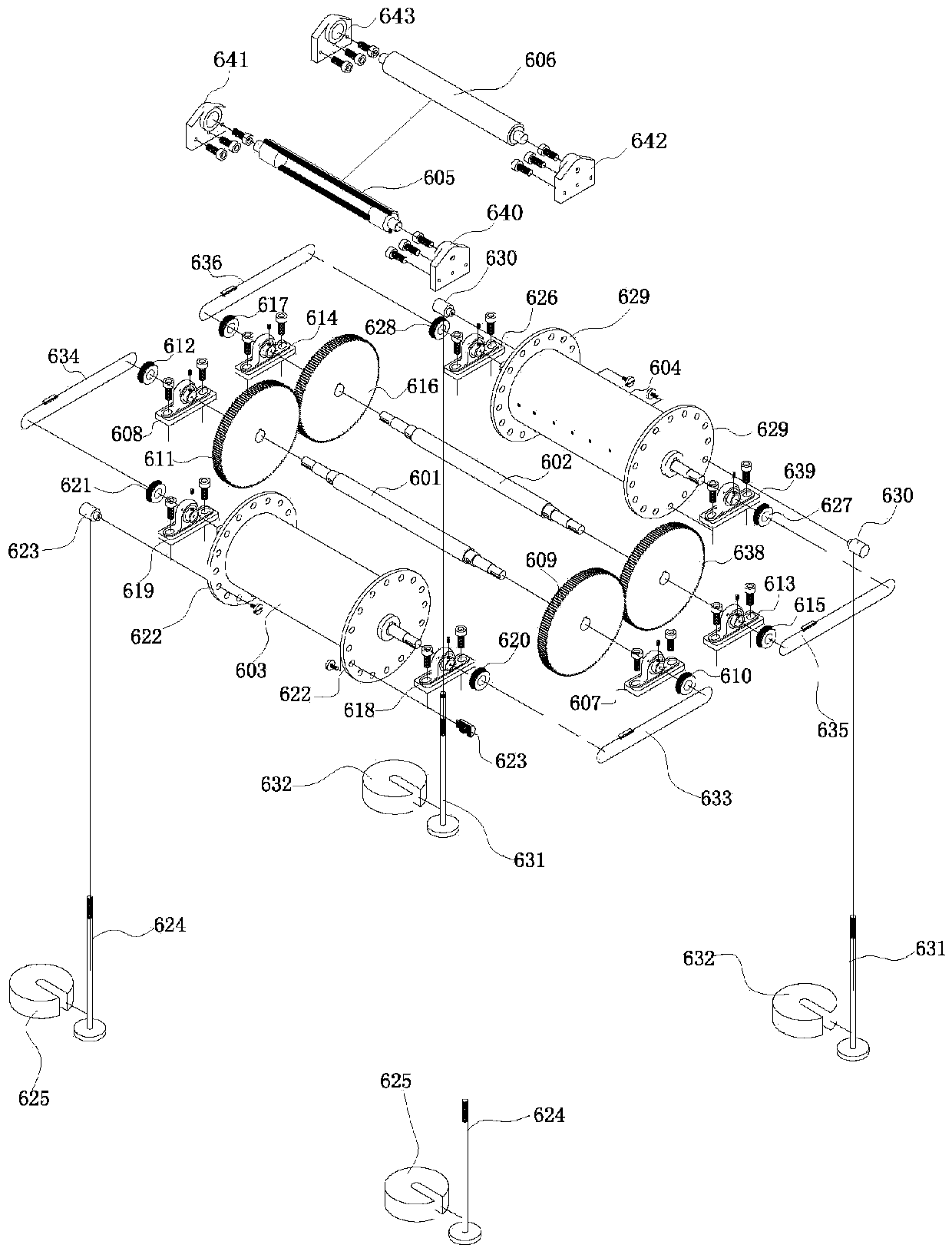 Crack-relief layer sheet positioning pressure-bonding and winding take-up and unwinding device of the coating machine