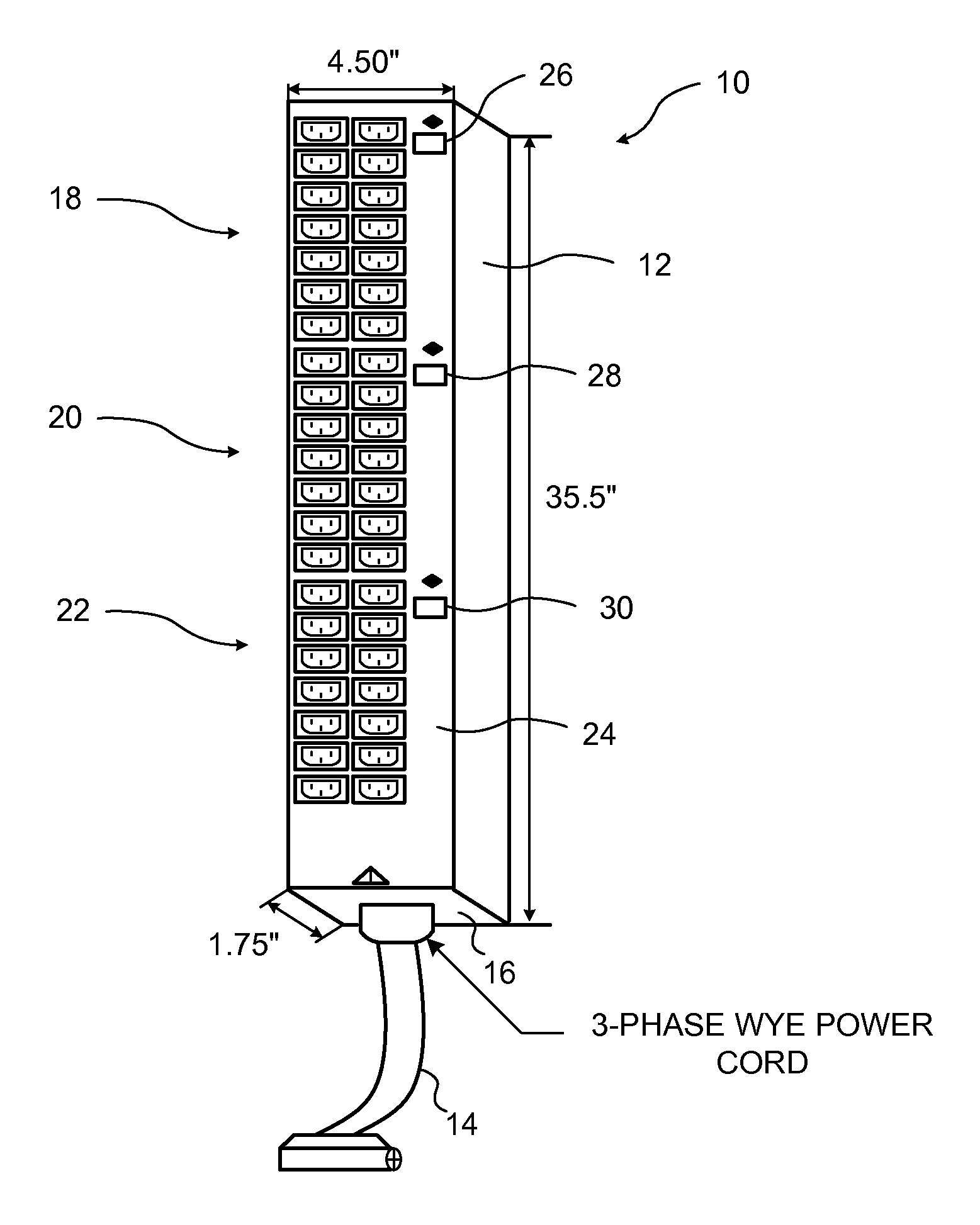 Polyphase power distribution and monitoring apparatus