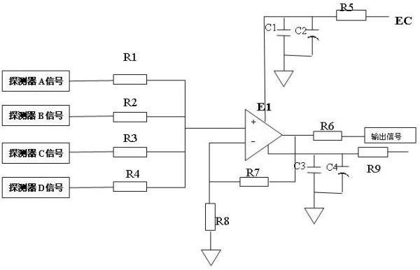 Four-element parallel tellurium-zinc-cadmium nuclear radiation detector device