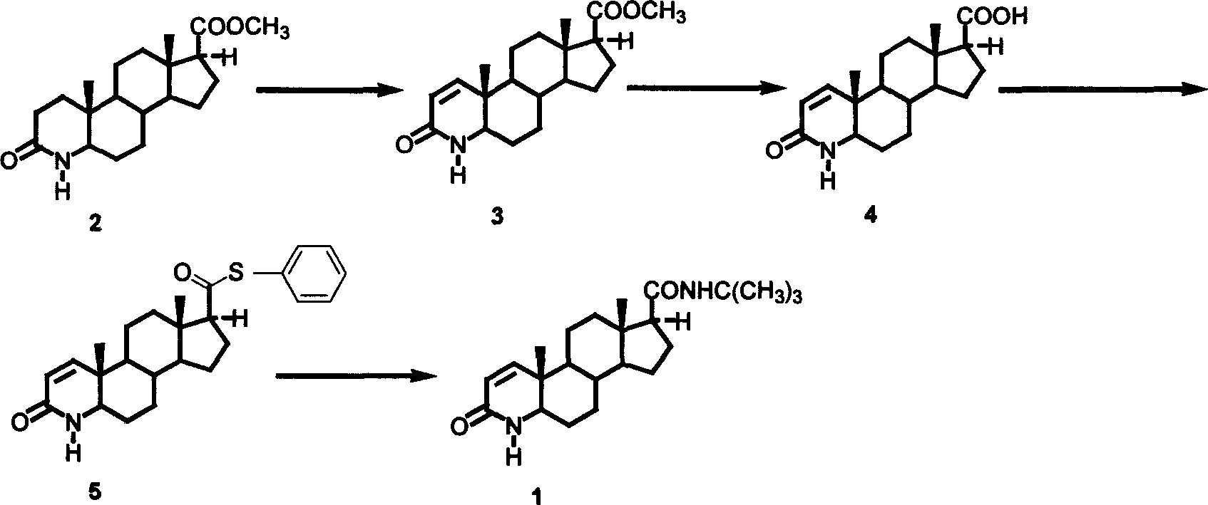 Synthesis method of N-tertiary butyl-3-carbonyl-4-aza-5 alpha-androl-1-end-17 beta-formamide