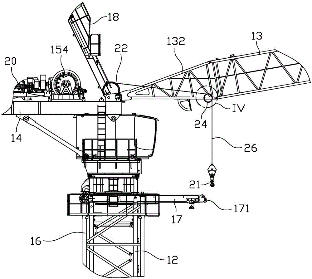 Luffing jib tower crane and its standard section introduction system and standard section introduction method