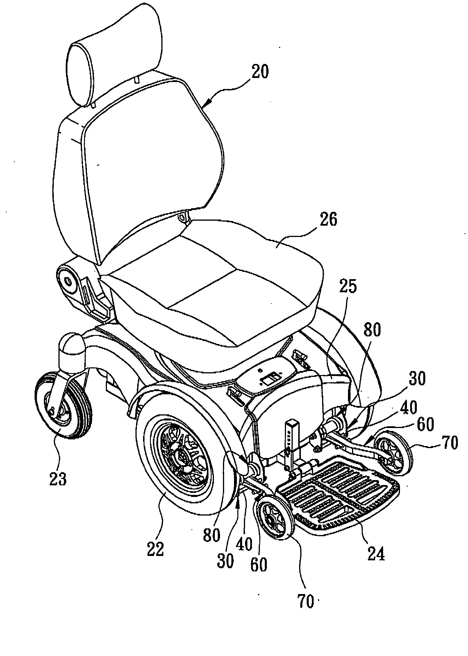 Front wheel stabilizing device for an electric motor-driven wheeled vehicle