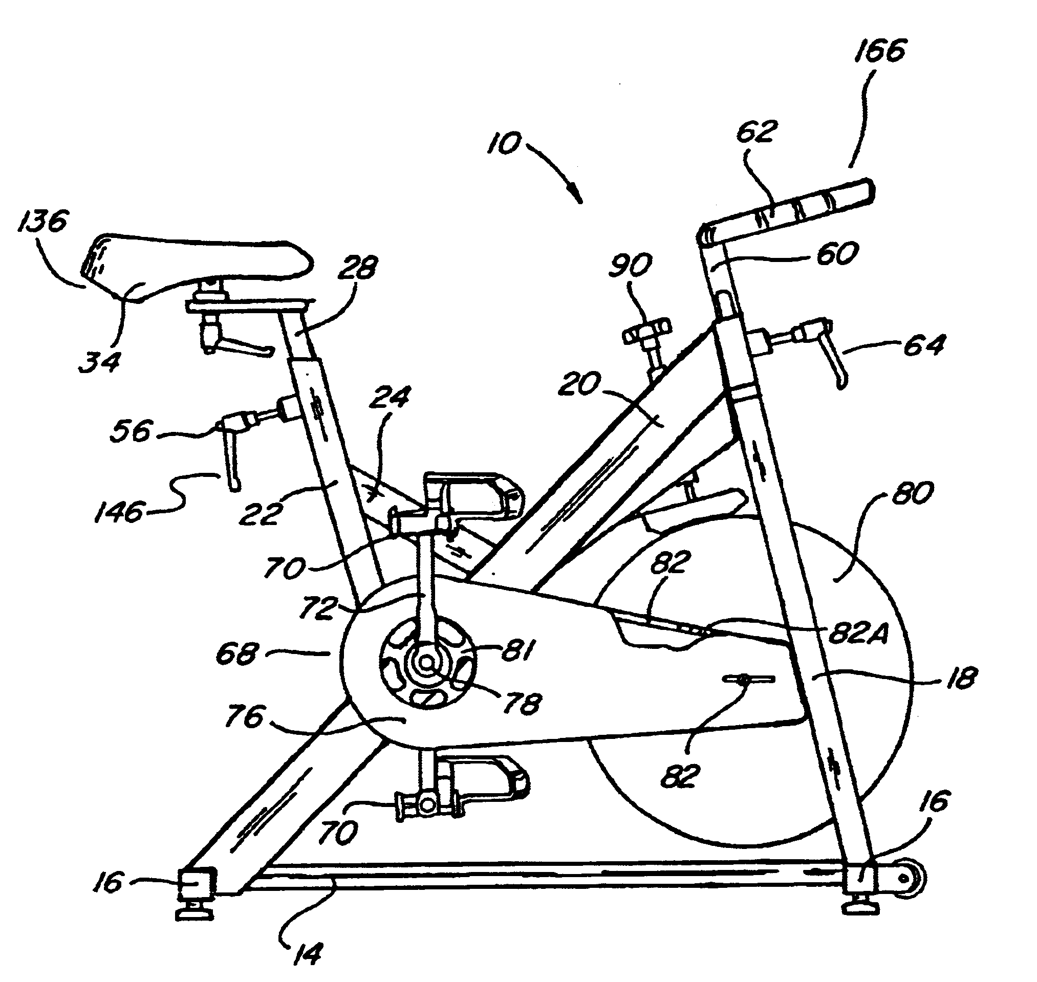 Stationary exercise bicycle