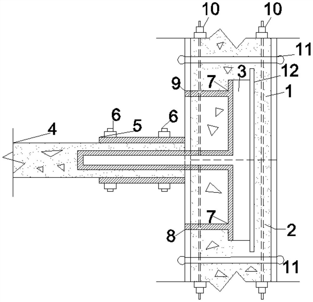 T-shaped assembly type node connecting structure of double steel plate-concrete composite shear wall