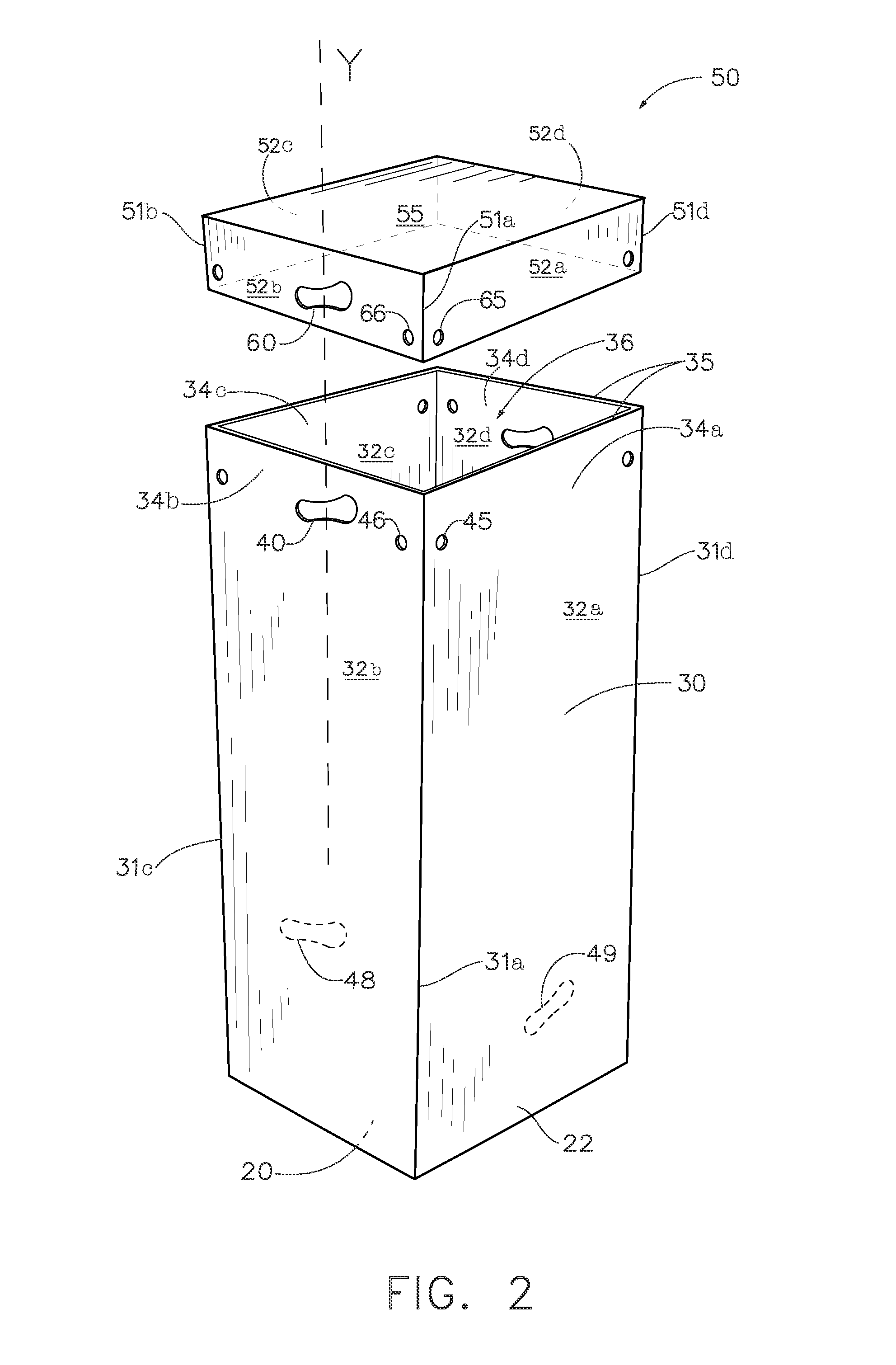 Shipping container with grips and locking ports