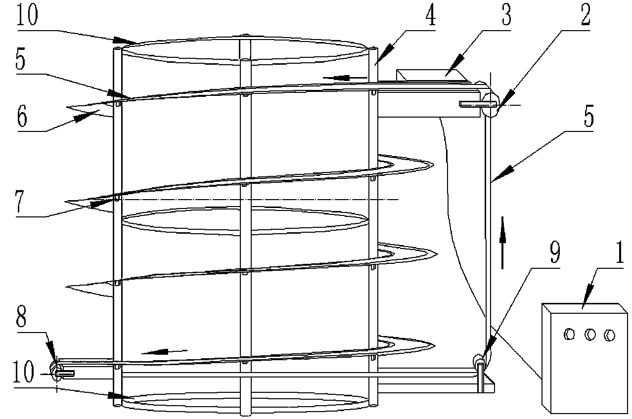 Spiral conveying and cooling device of baked food