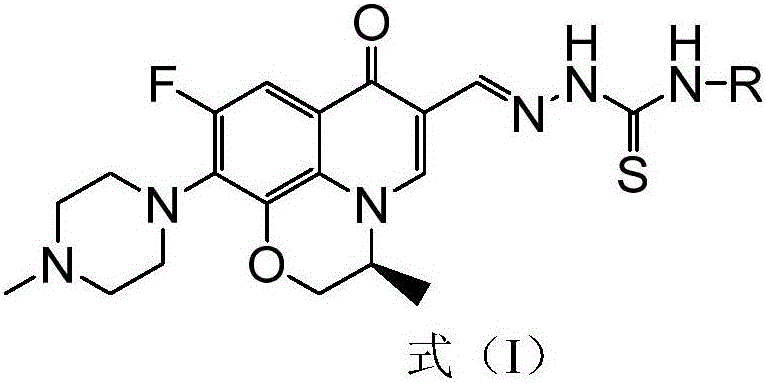 Levofloxacin aldolase thiosemicarbazide derivative and preparation method and application thereof