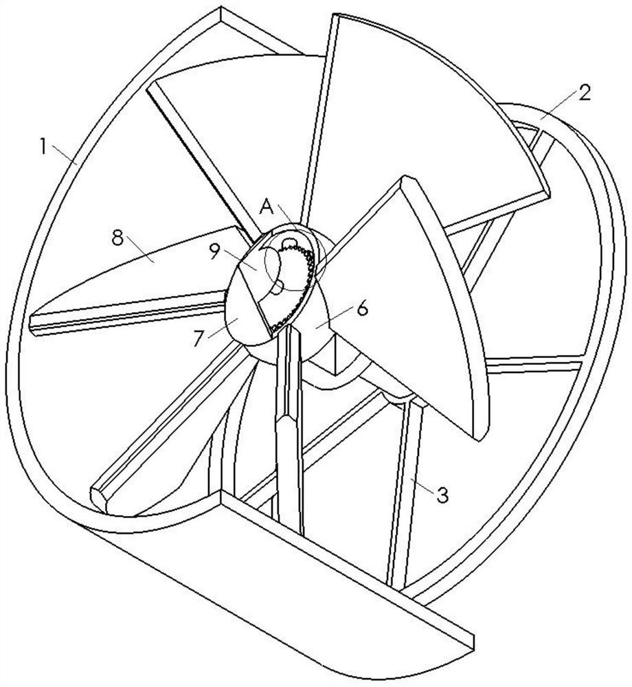 Fan blade adjusting water draining flow limiting device