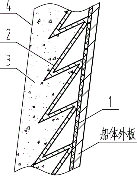 Ship wave absorbing structure