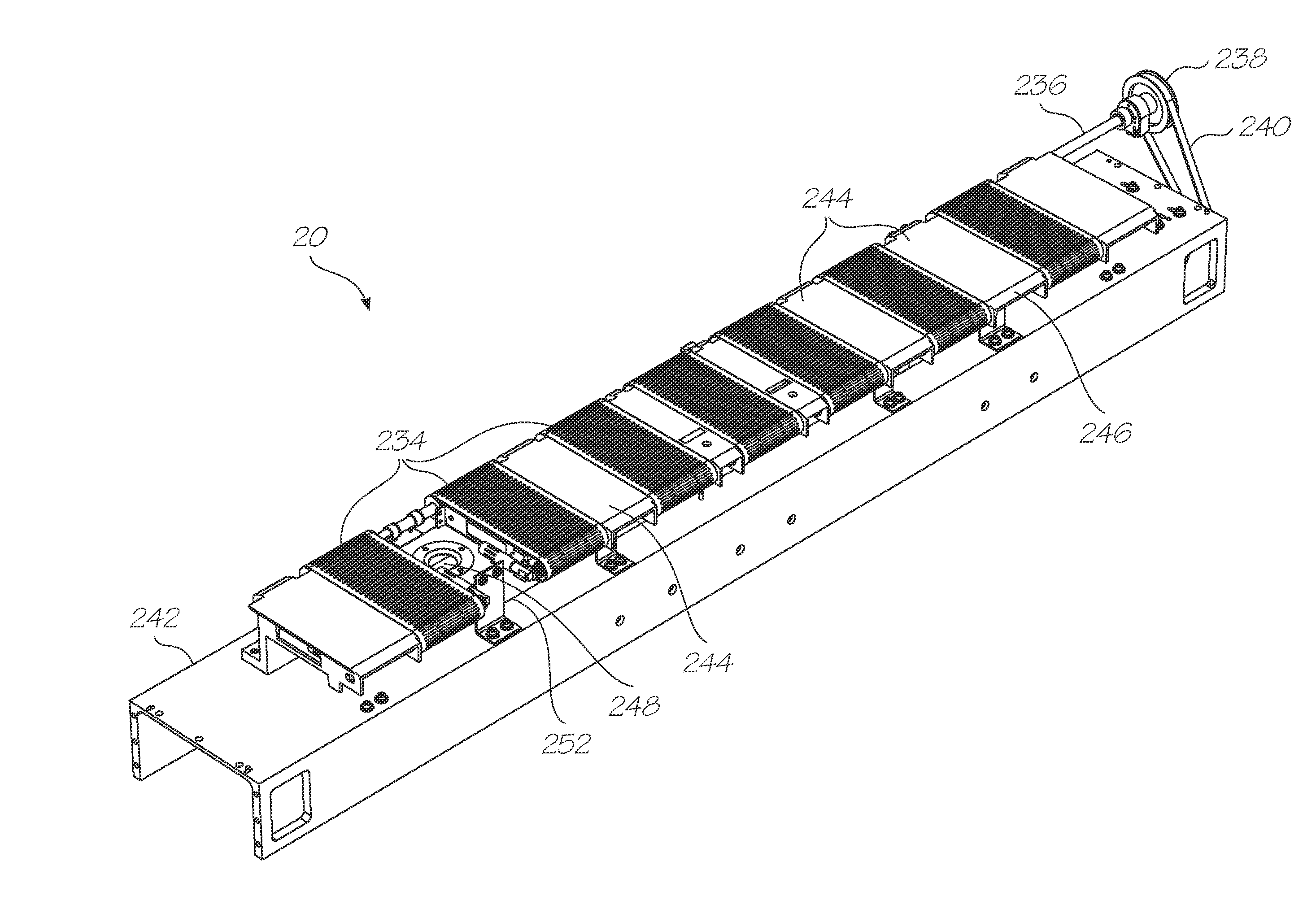 Printing system with input media roller and output vacuum belts