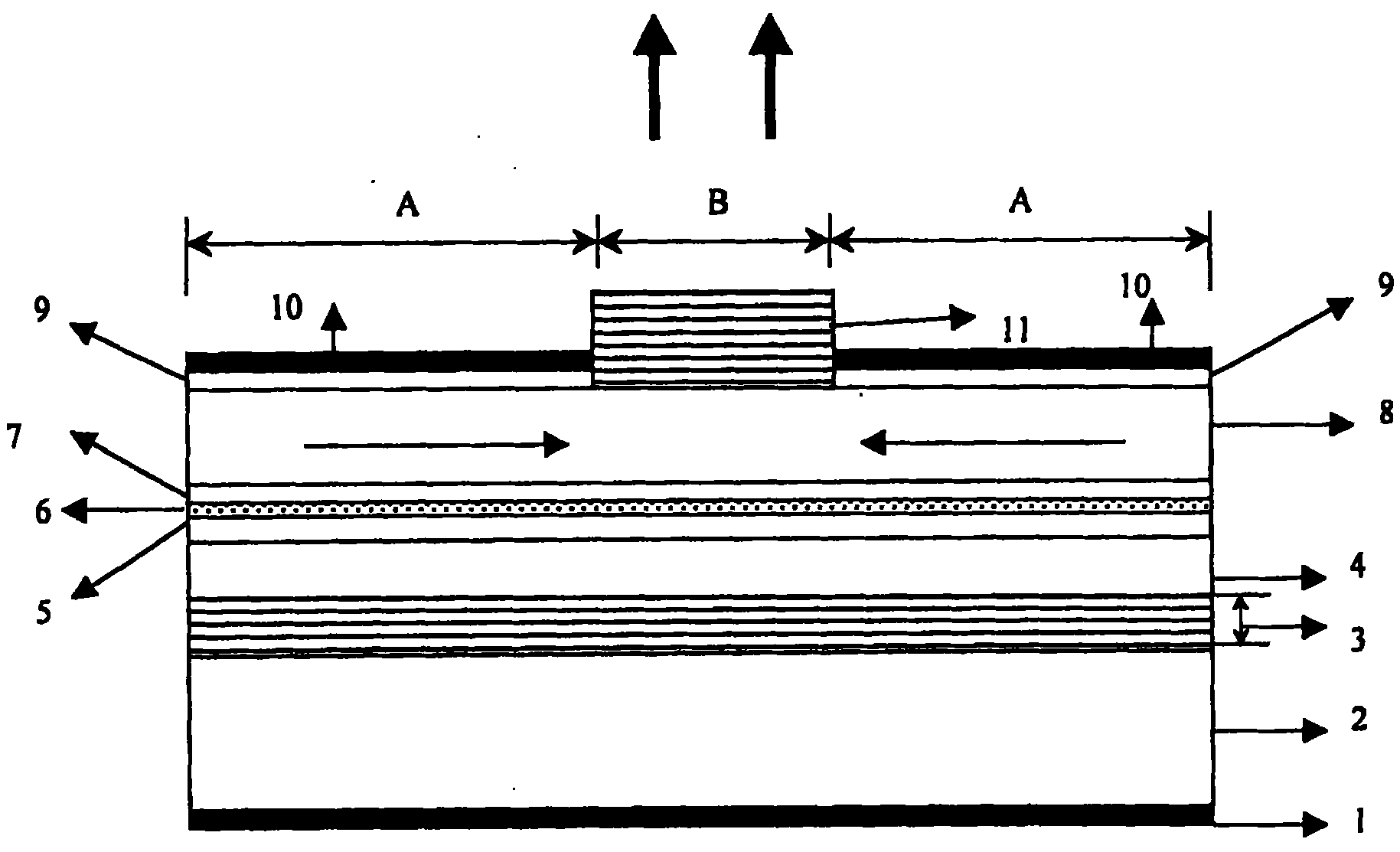 Long wavelength laser transmitted perpendicular to surface of cavity by using integrated pumping light source