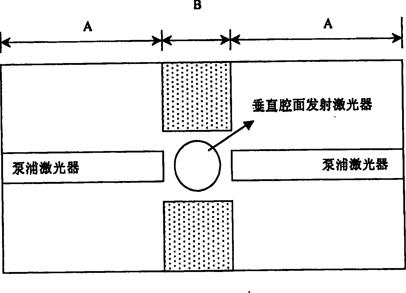 Long wavelength laser transmitted perpendicular to surface of cavity by using integrated pumping light source