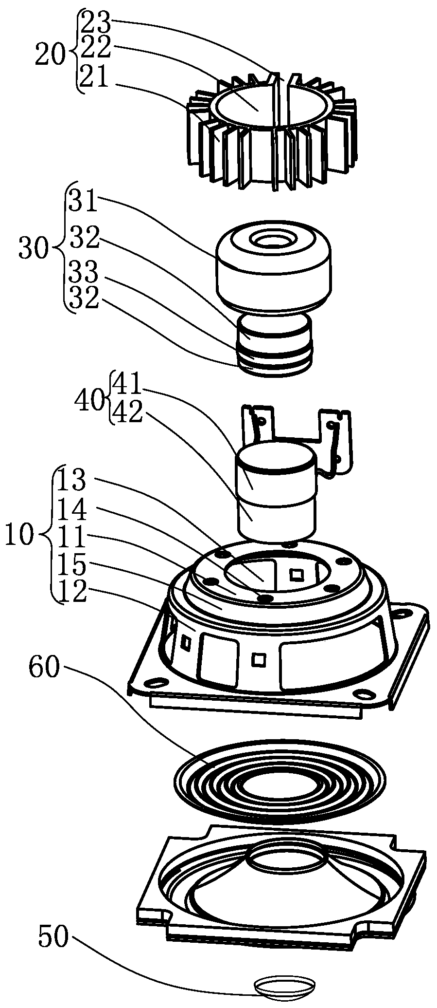 A heat dissipation system of a full-frequency loudspeaker