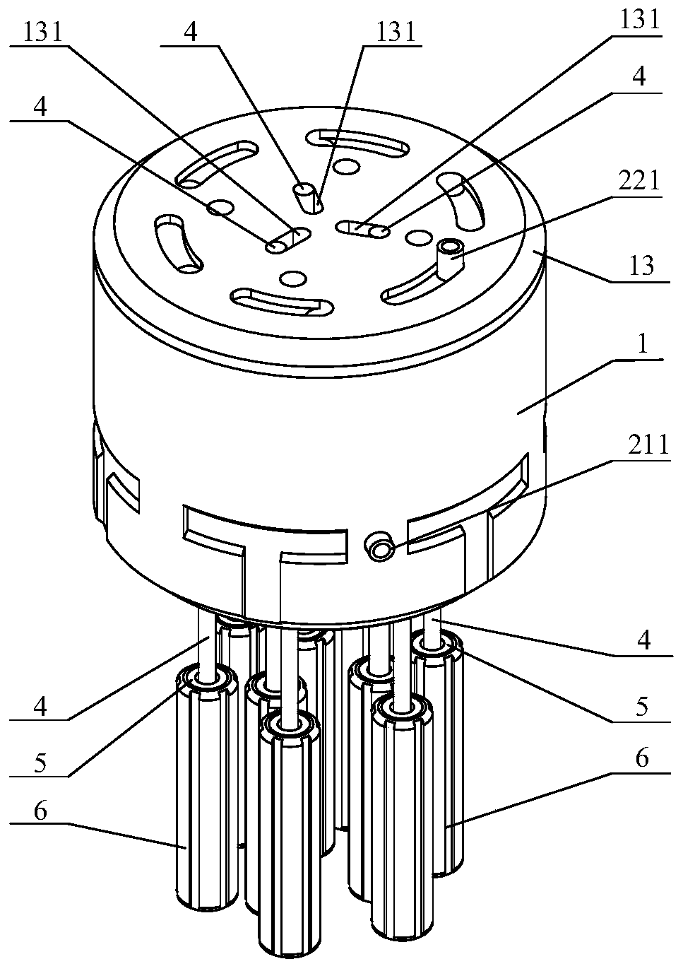 Laminated telescopic flat clamp grabbing sliding pipe self-adaptive robot hand device