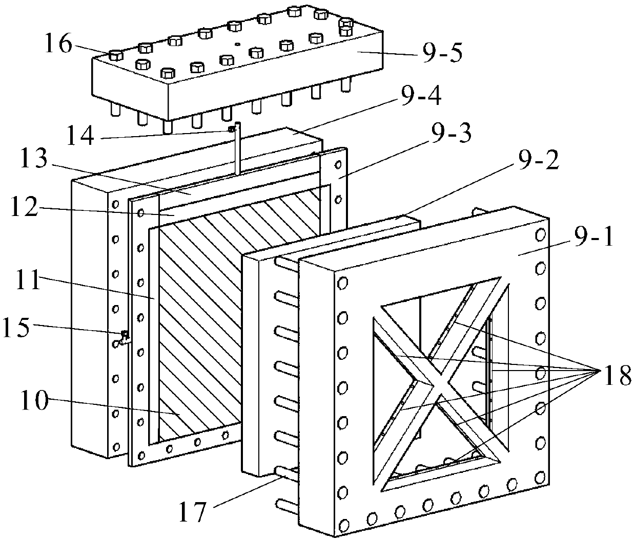 Hypergravity two-dimensional rock mass model experiment device and method