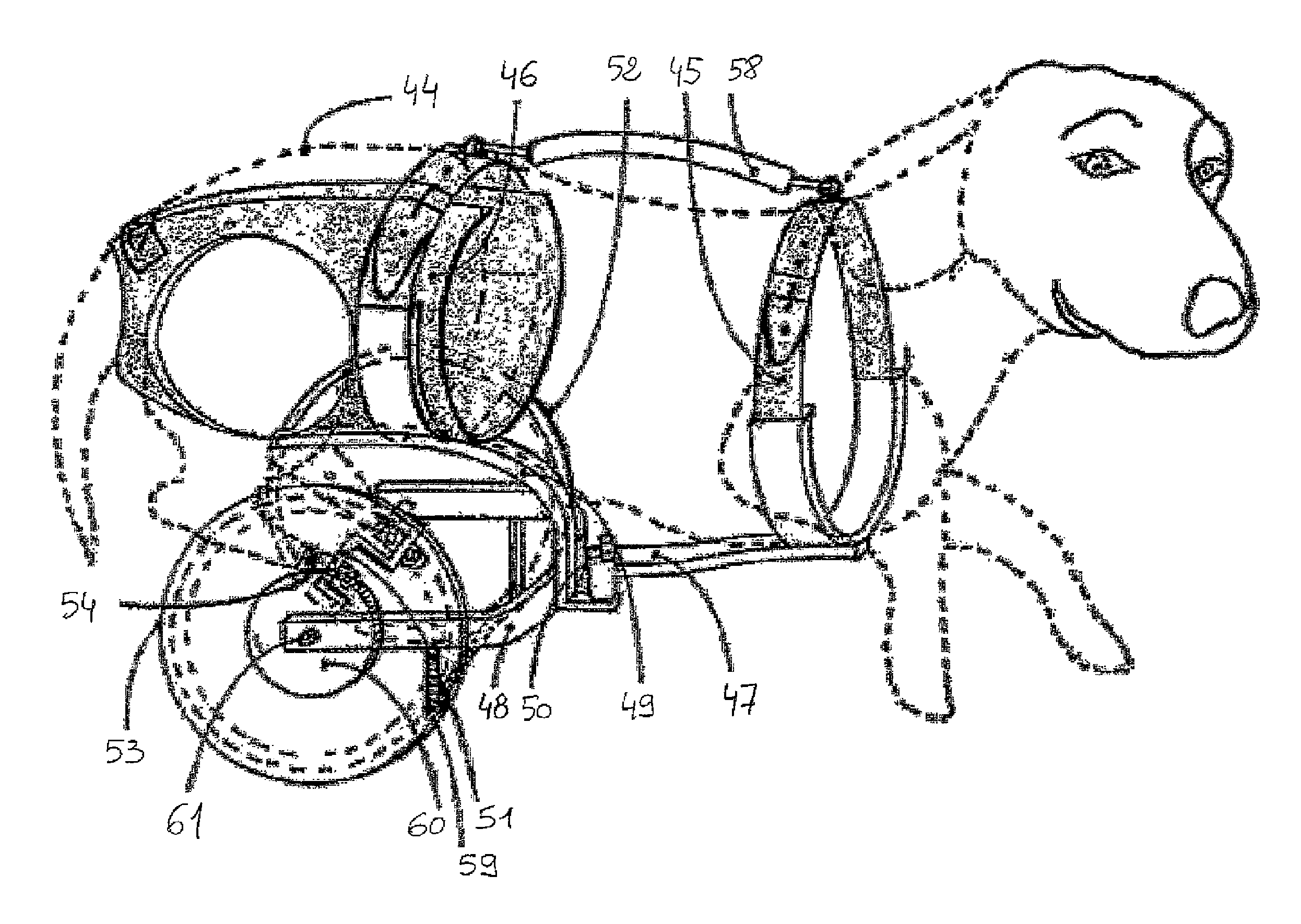 Rehabilitation or mobility assistance device for a quadruped animal