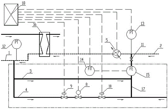 Full-automatic energy-saving and pressure-stabilizing device for directly supplementing water from primary side to secondary side in heat exchange station