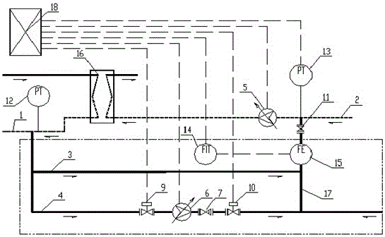 Full-automatic energy-saving and pressure-stabilizing device for directly supplementing water from primary side to secondary side in heat exchange station