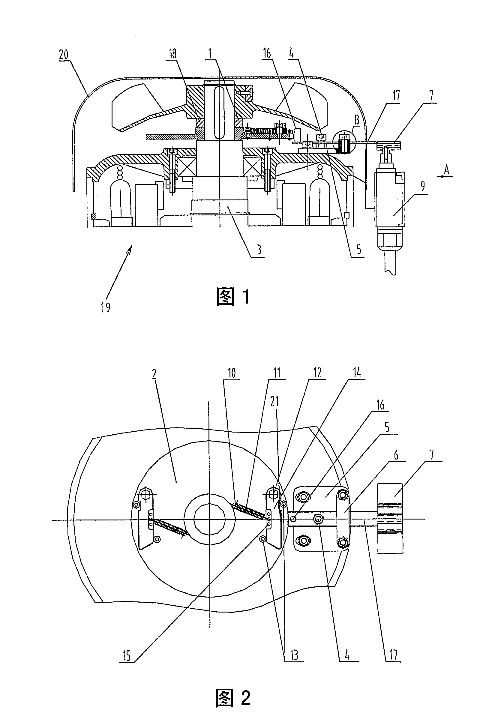 Overspeed protection device for escalator or moving walkway