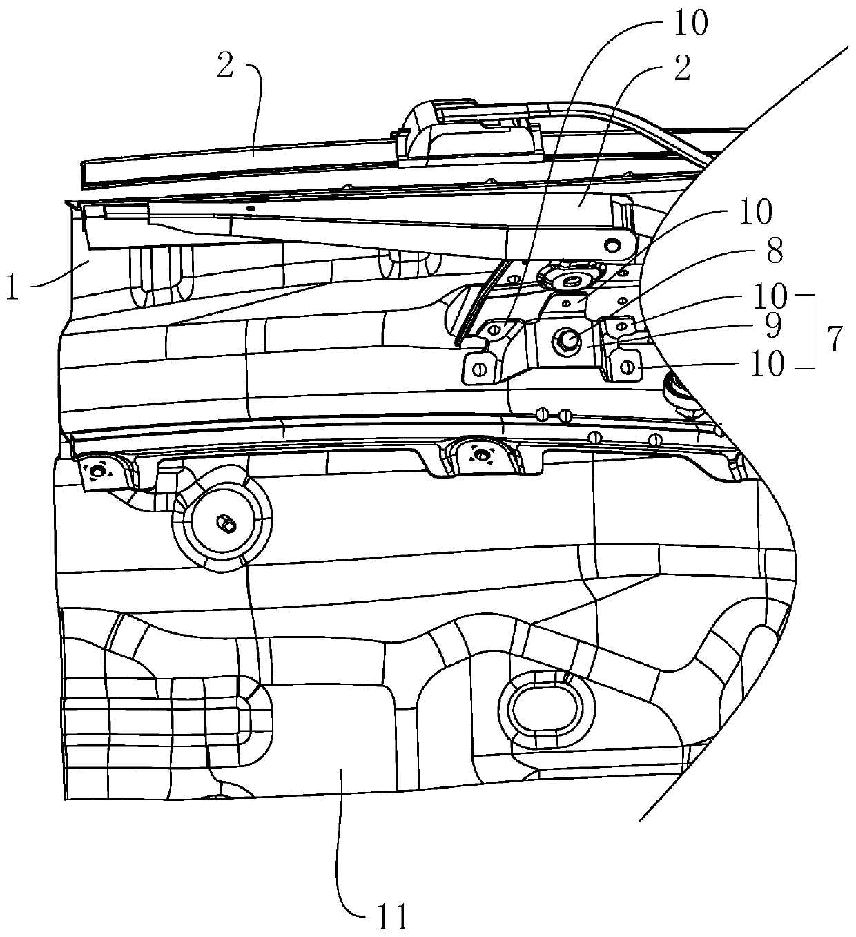 Vehicle front windscreen wiper mounting structure and front windscreen wiper system