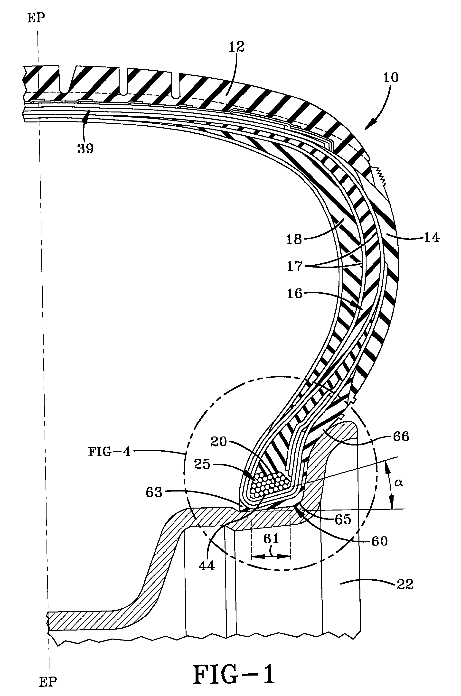 Pneumatic tire having specified bead structure