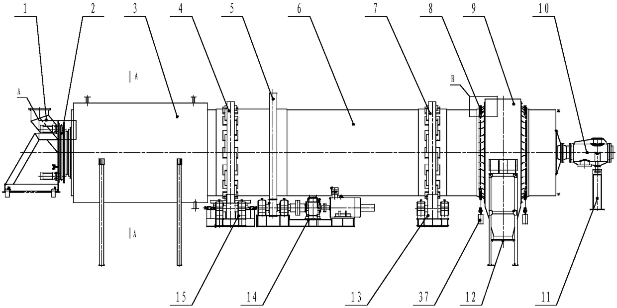 Rotary cooling furnace for semi-coke dry quenching